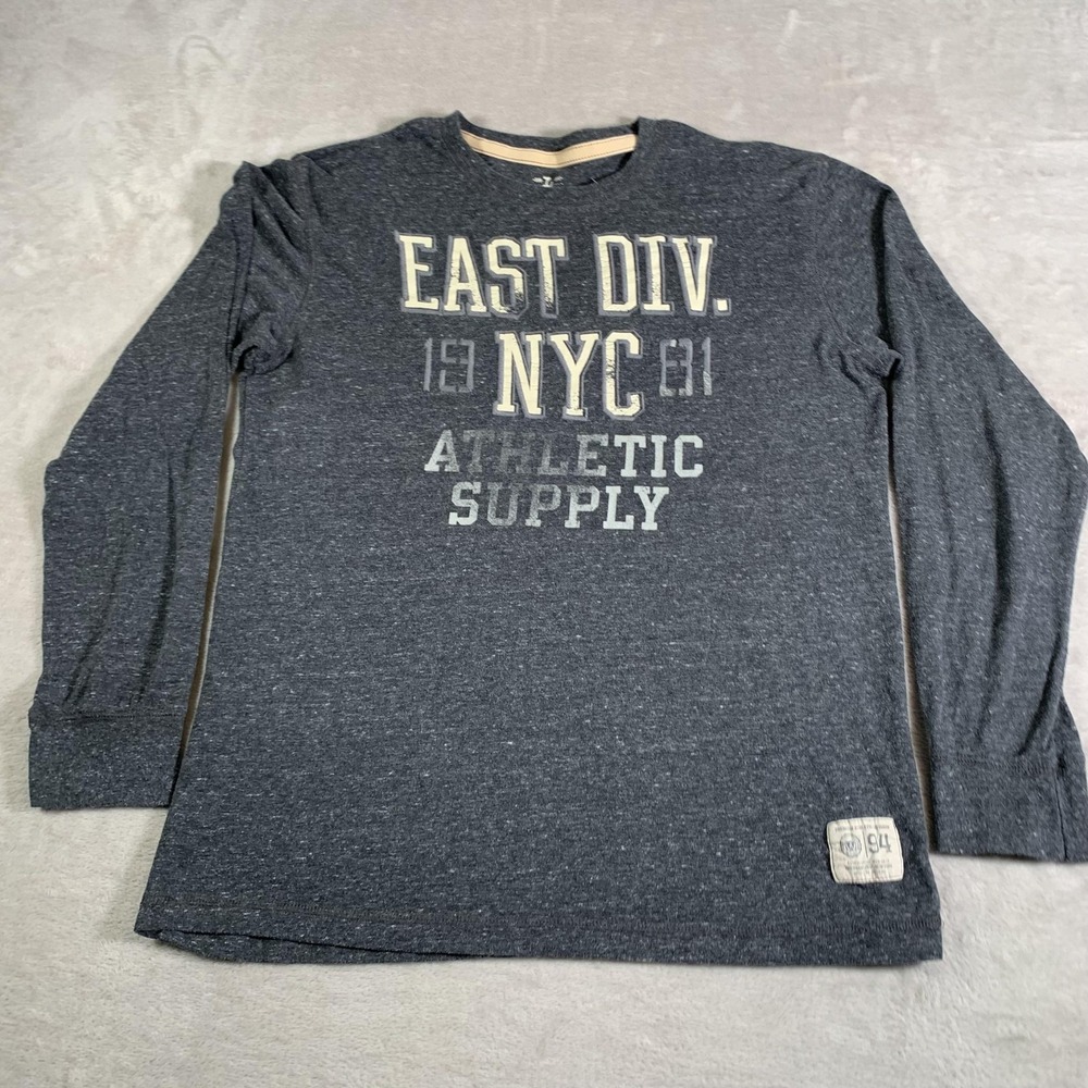 Y2K Old Navy Shirt Mens Large Gray Long Sleeve Athletic Supply NYC Graphic